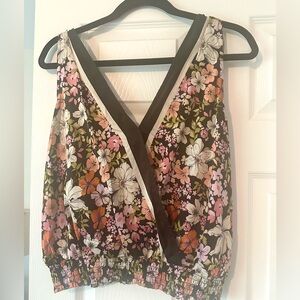 Joie floral tie strap v-neck tank M